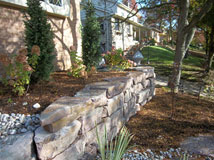 mulch in natural stone garden