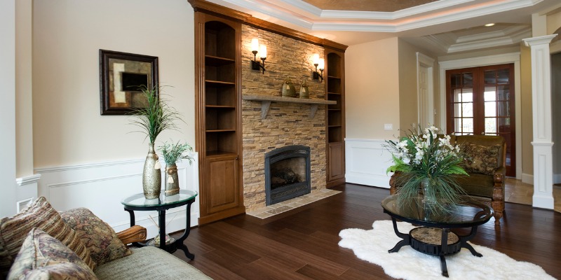 beautiful fireplace in living room
