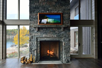 Rustic rustic fireplace