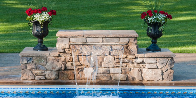 Stone wall with waterfall